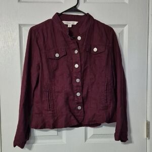 Coldwater Creek Rich Maroon Button-Up Jacket